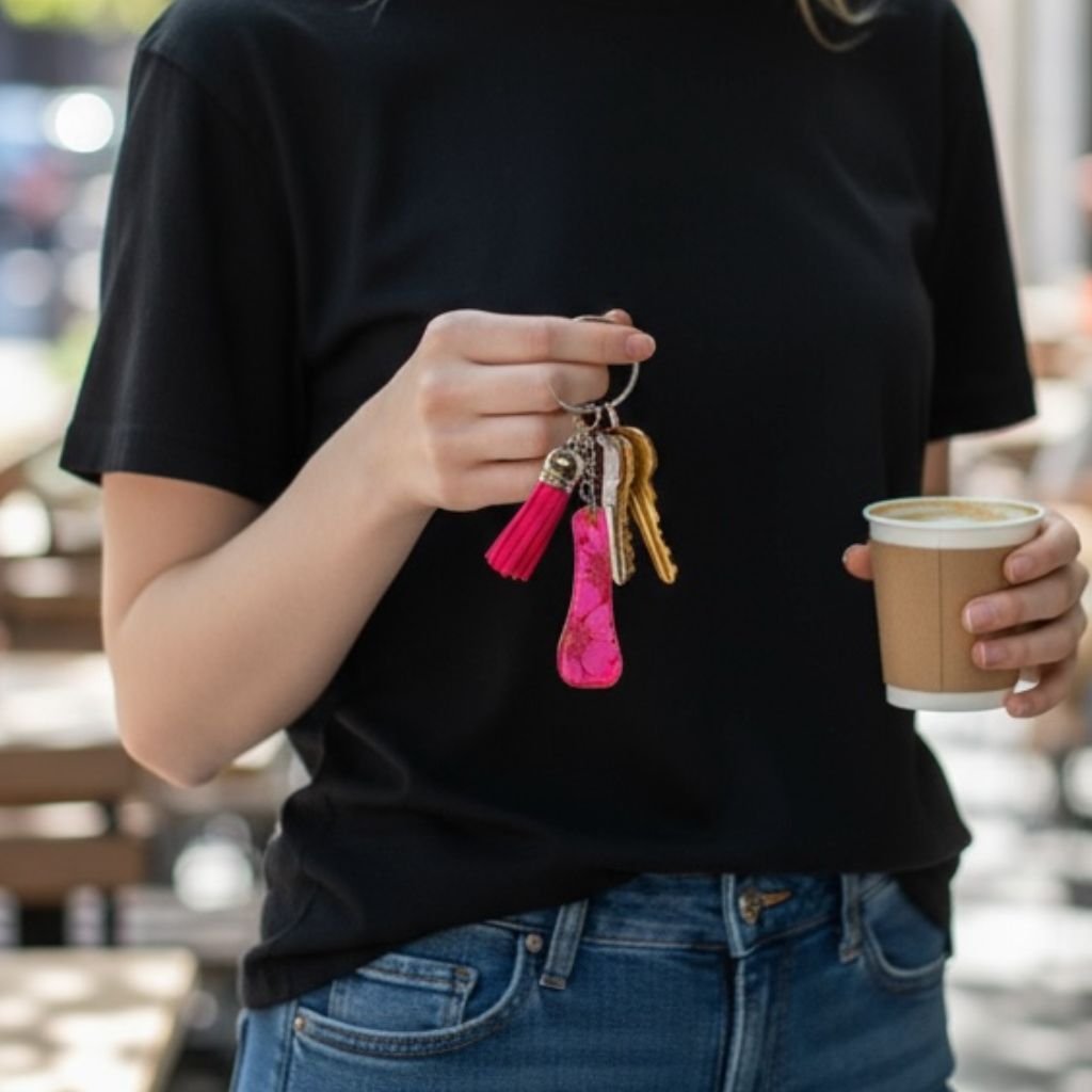 Resin Initial Keychain I – Natural Dried Flower