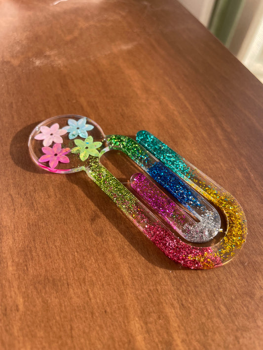 Handmade Resin Rainbow Star Paper Clip Bookmark