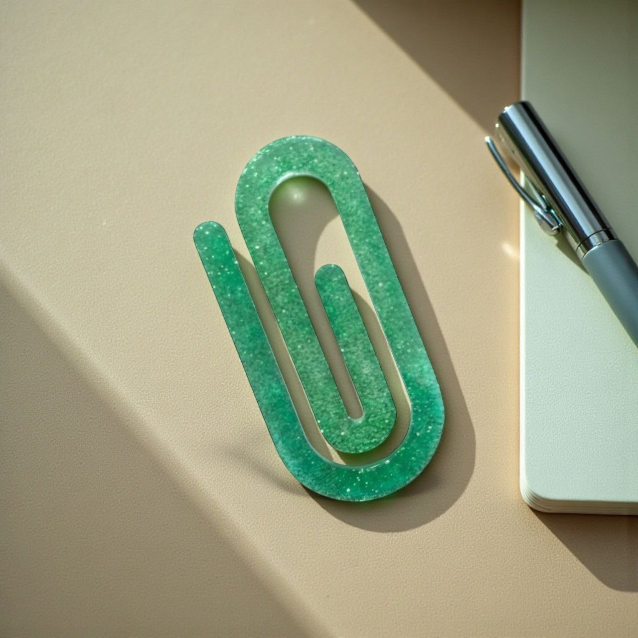 Green Glitter Resin Bookmark