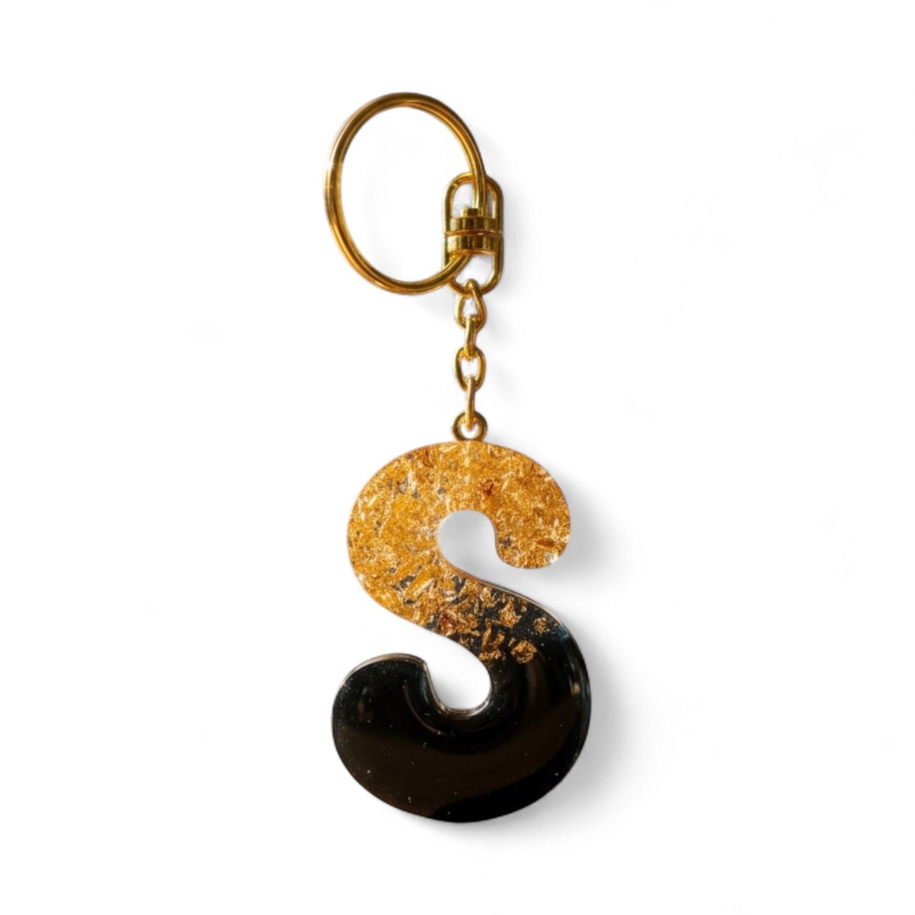 Handmade S Resin Gold Leaf Keychain