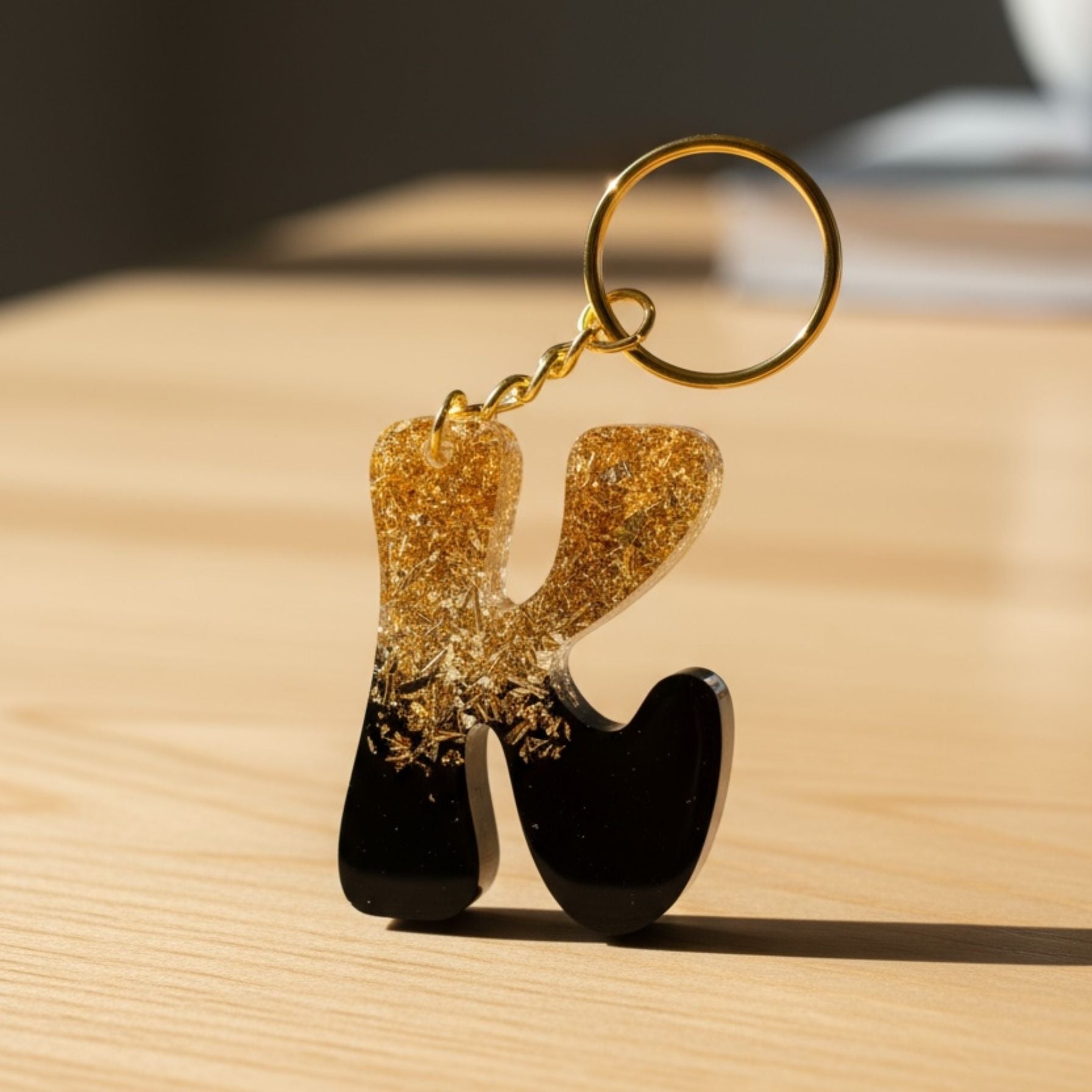 Handmade K Resin Gold Leaf Keychain