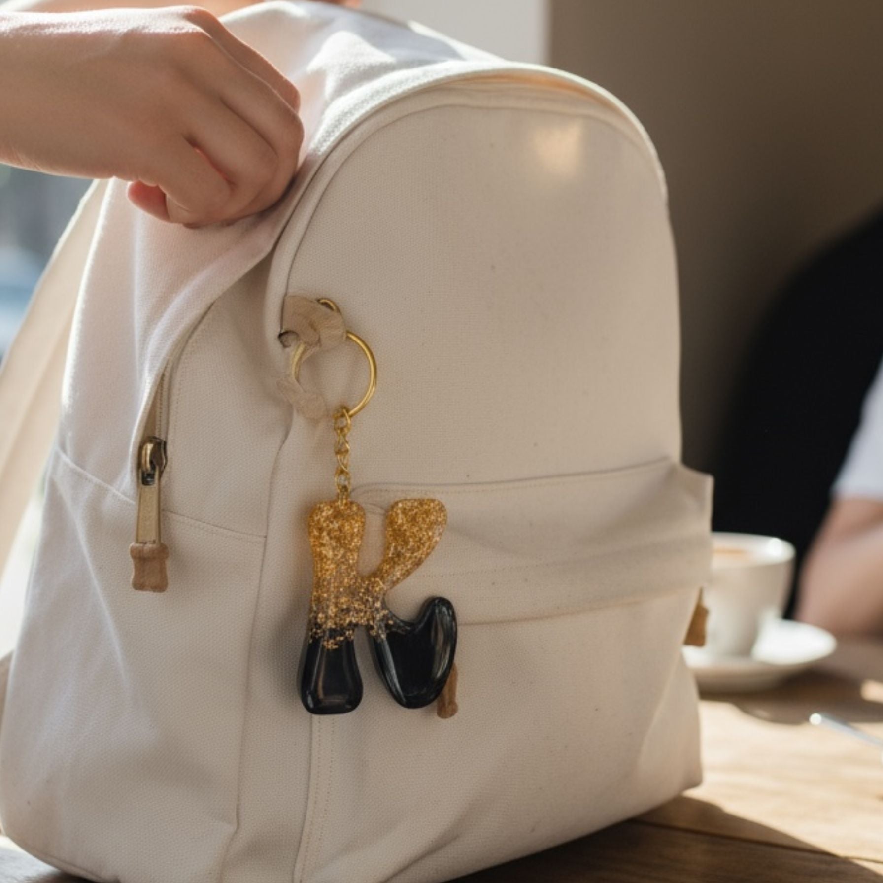 Handmade K Resin Gold Leaf Keychain