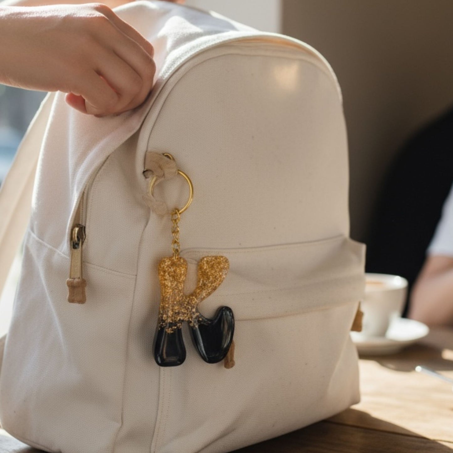 Handmade K Resin Gold Leaf Keychain