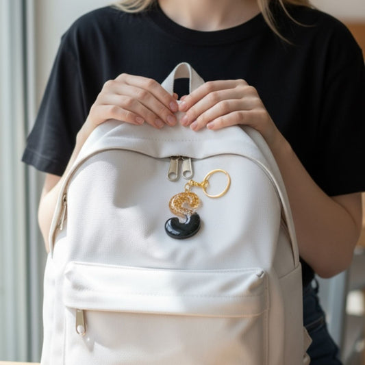 Handmade S Resin Gold Leaf Keychain