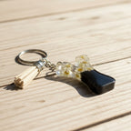 Y Resin Keychain with Dried Flowers Tassel