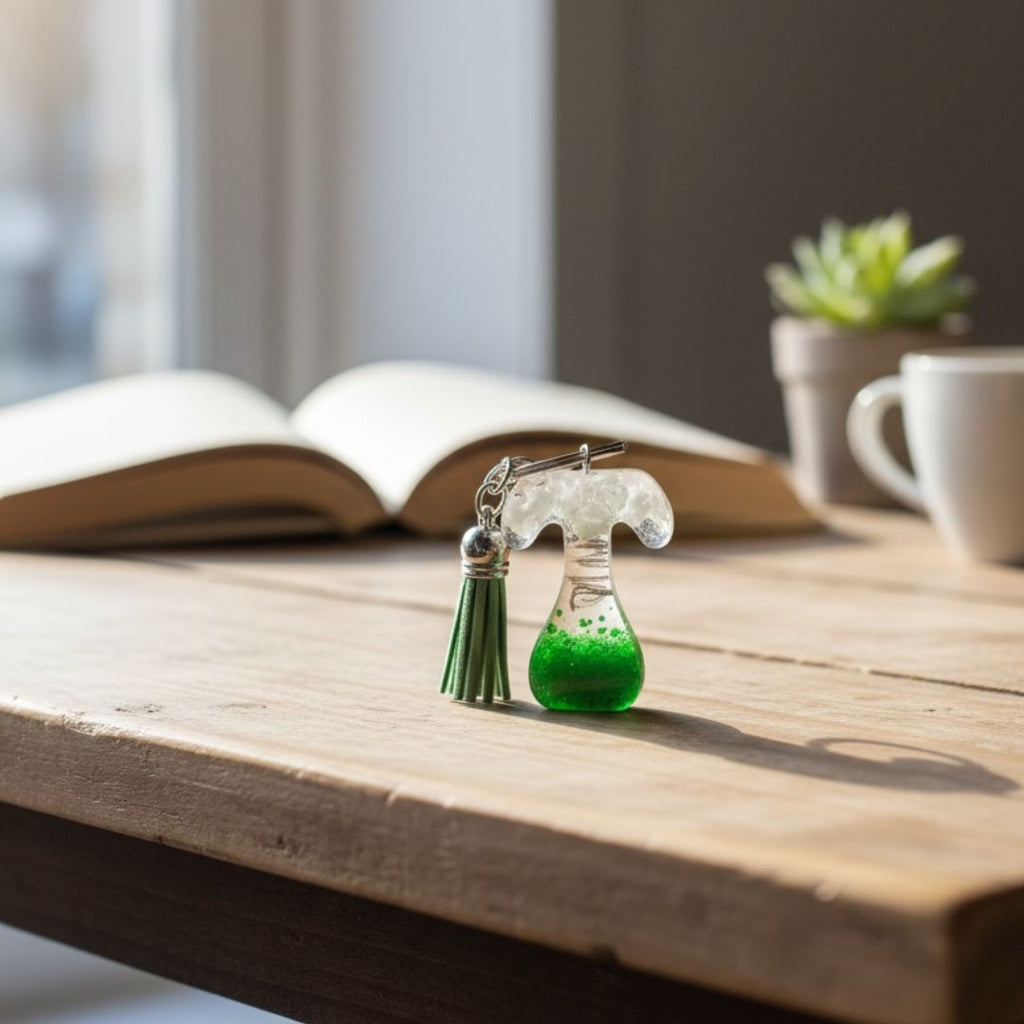 T Resin Letter Keychain - Green