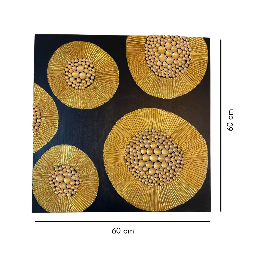 Golden Textured Wall Art – Handmade 3D Design | 60 x 60 cm