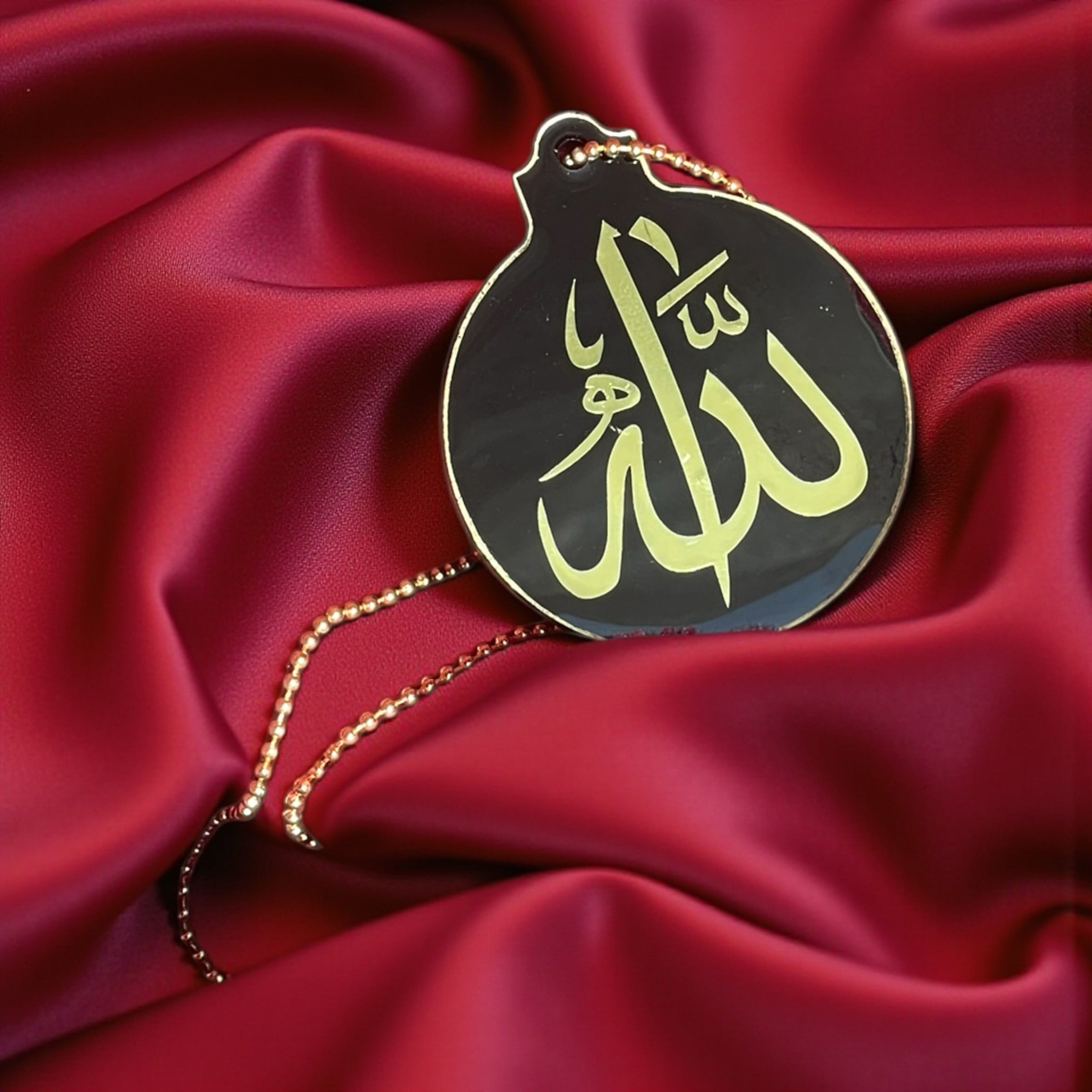 Handmade Black Resin Allah Muhammad Double Side Car Hanging