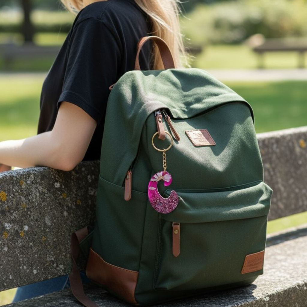 Resin Initial Keychain C - Dried Flowers
