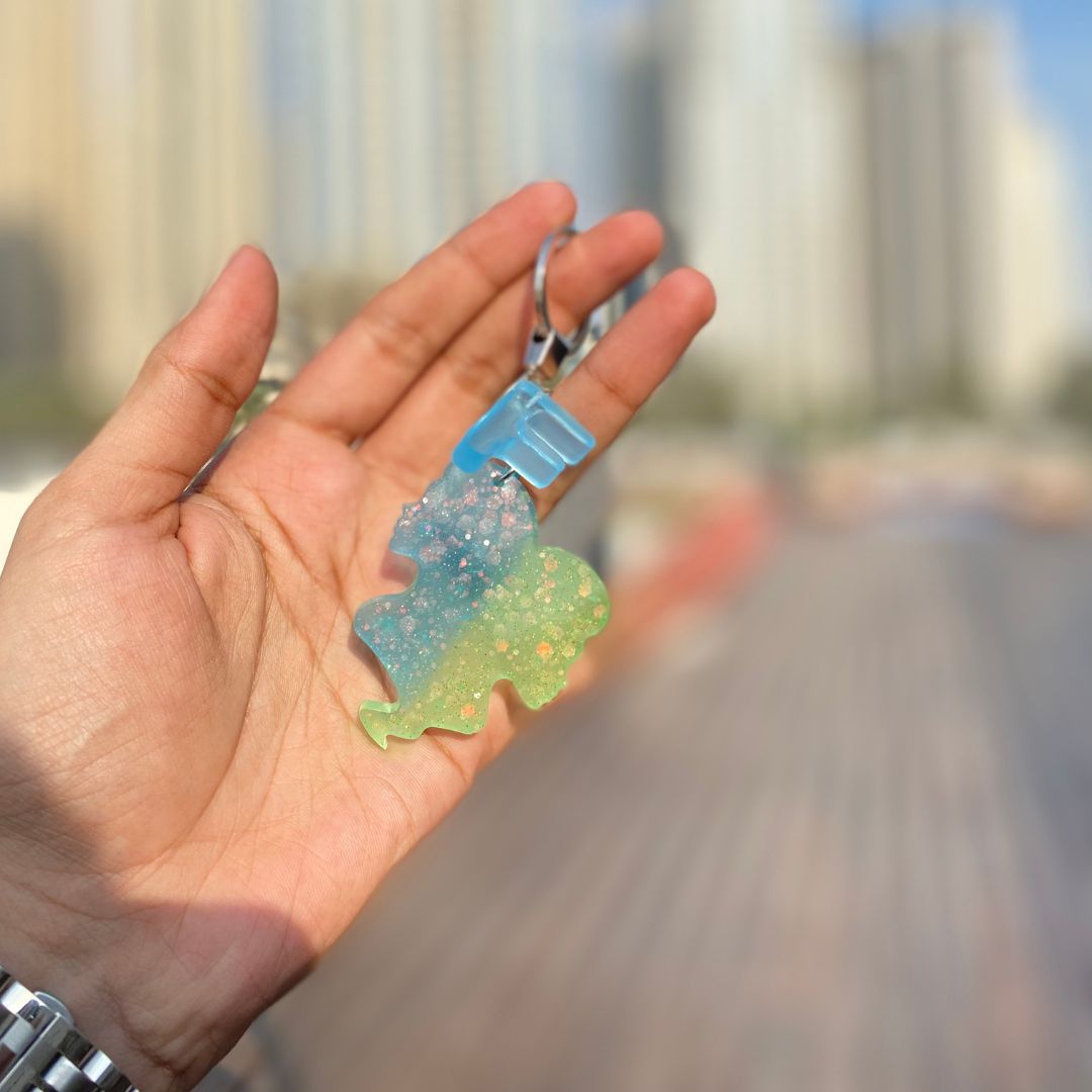 Handmade Letter F Gemini Resin Zodiac Keychain