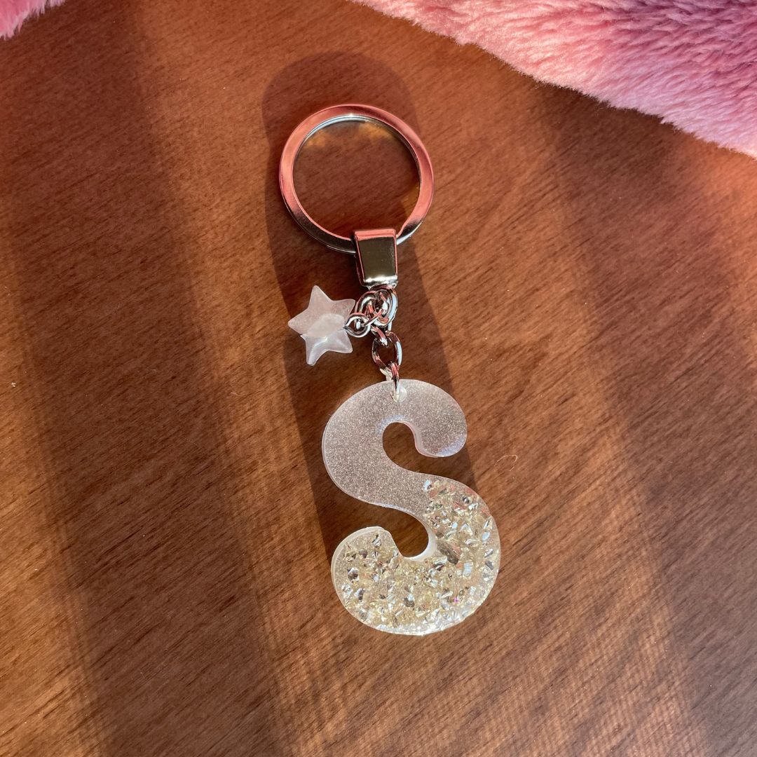 S Letter Crystal Resin Keychain