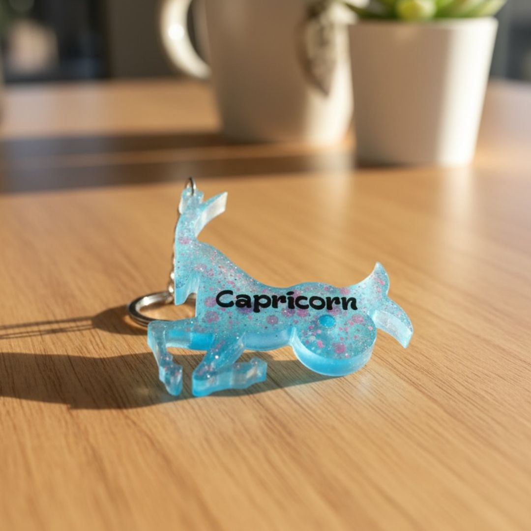 Capricorn Resin Star Sign Keychain