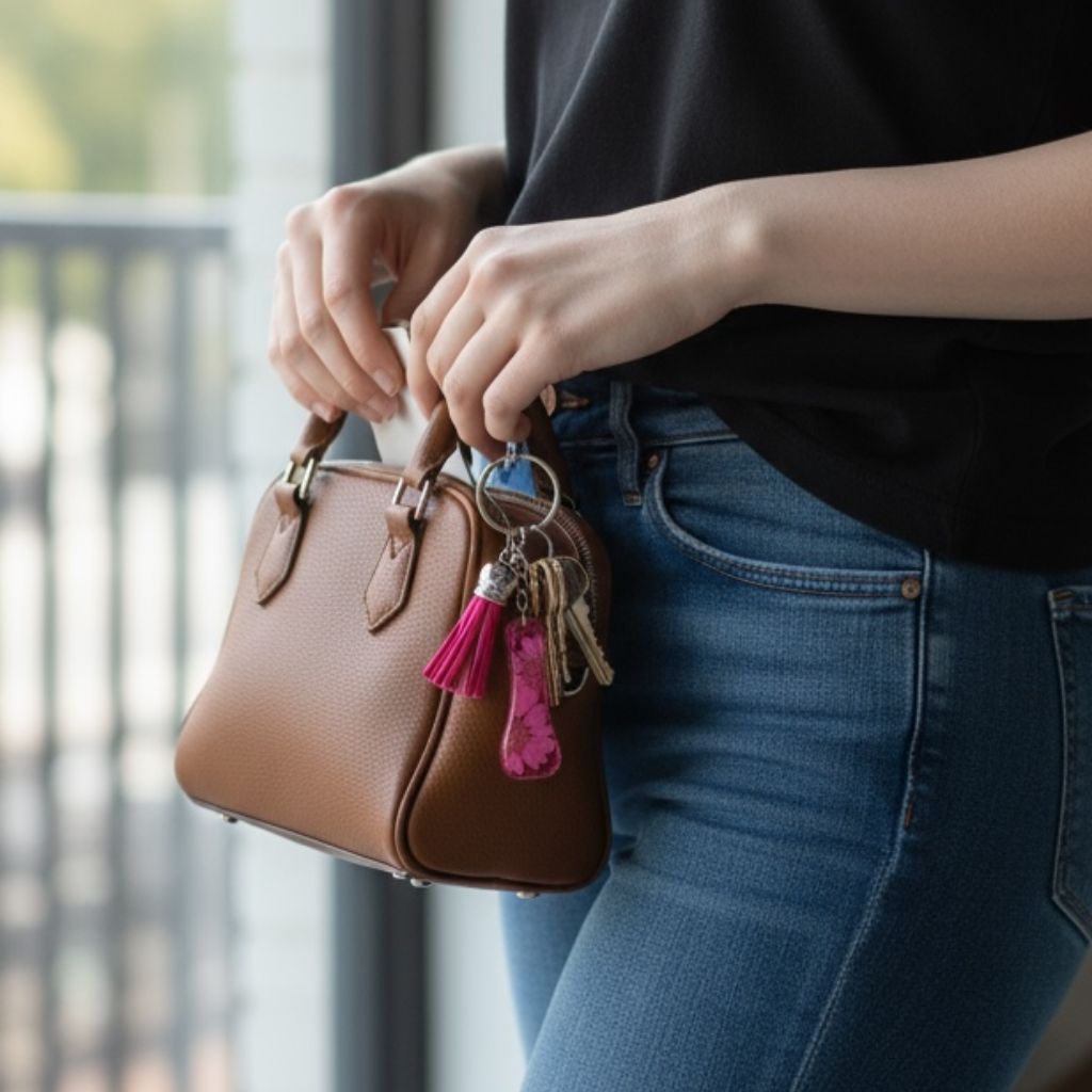 Resin Initial Keychain I – Natural Dried Flower