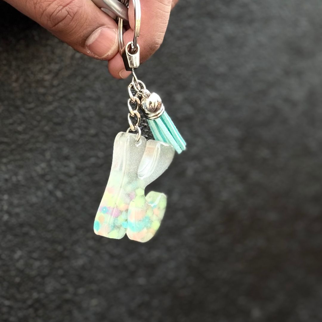 Handmade Letter K Resin Neon Powder Keychain