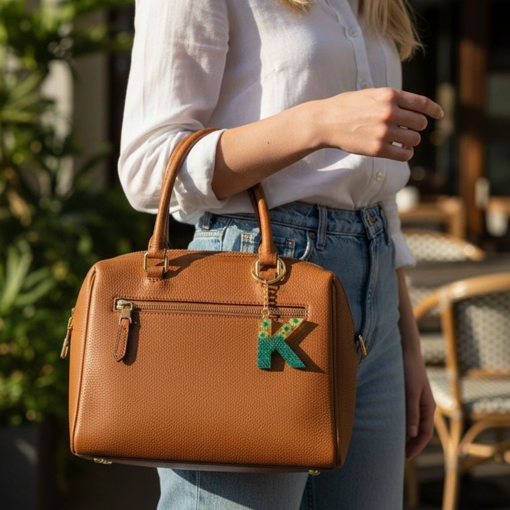 Resin Initial Keychain K – Natural Dried Flower