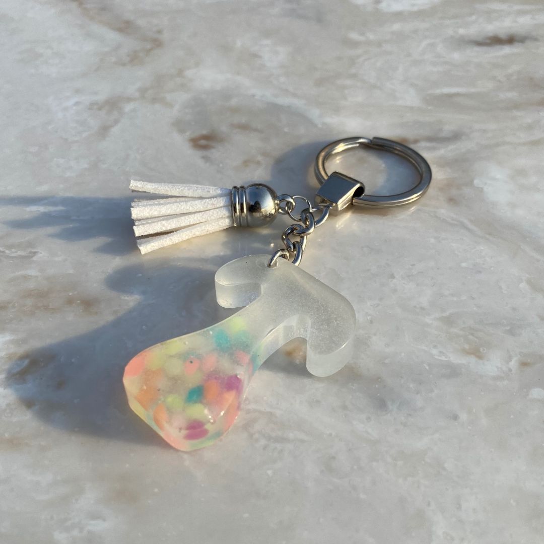 T Letter Resin Keychain - Neon Powder