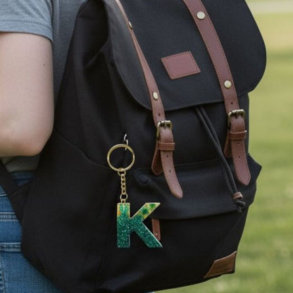 Resin Initial Keychain K – Natural Dried Flower