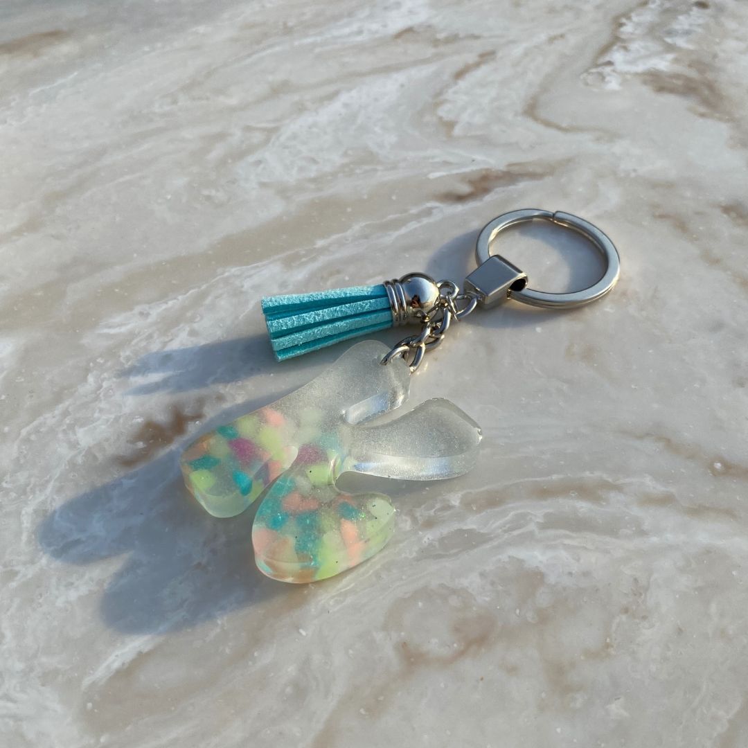 Handmade Letter K Resin Neon Powder Keychain