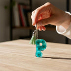 Resin Initial Keychain P – Natural Dried Flowers