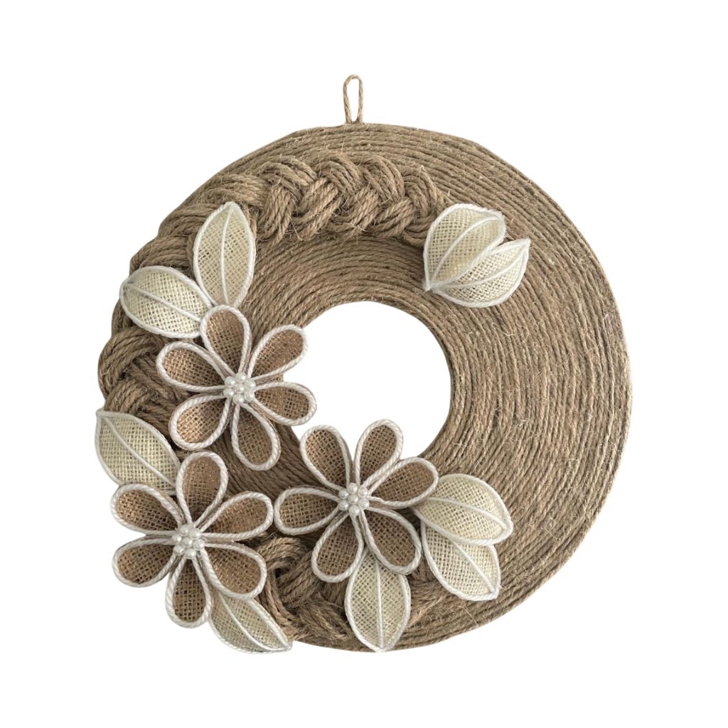 Handcrafted Jute Wall Décor Wreath – Rustic Floral | 30 cm