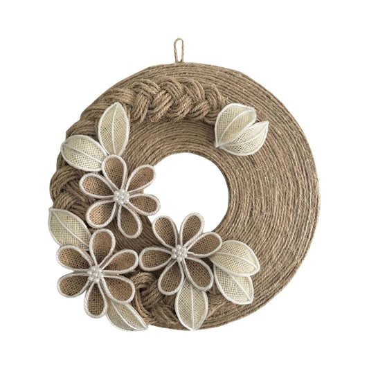 Handcrafted Jute Wall Décor Wreath – Rustic Floral | 30 cm