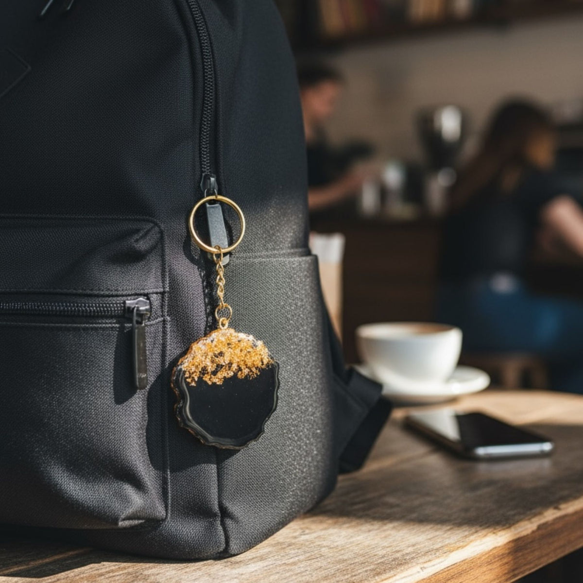 Handmade Gold Leaf Resin Keychain