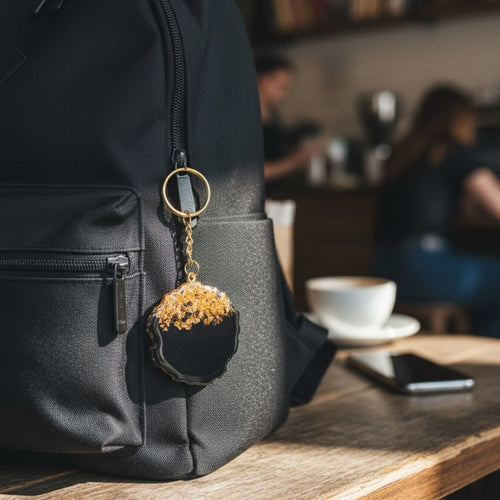 Handmade Gold Leaf Resin Keychain