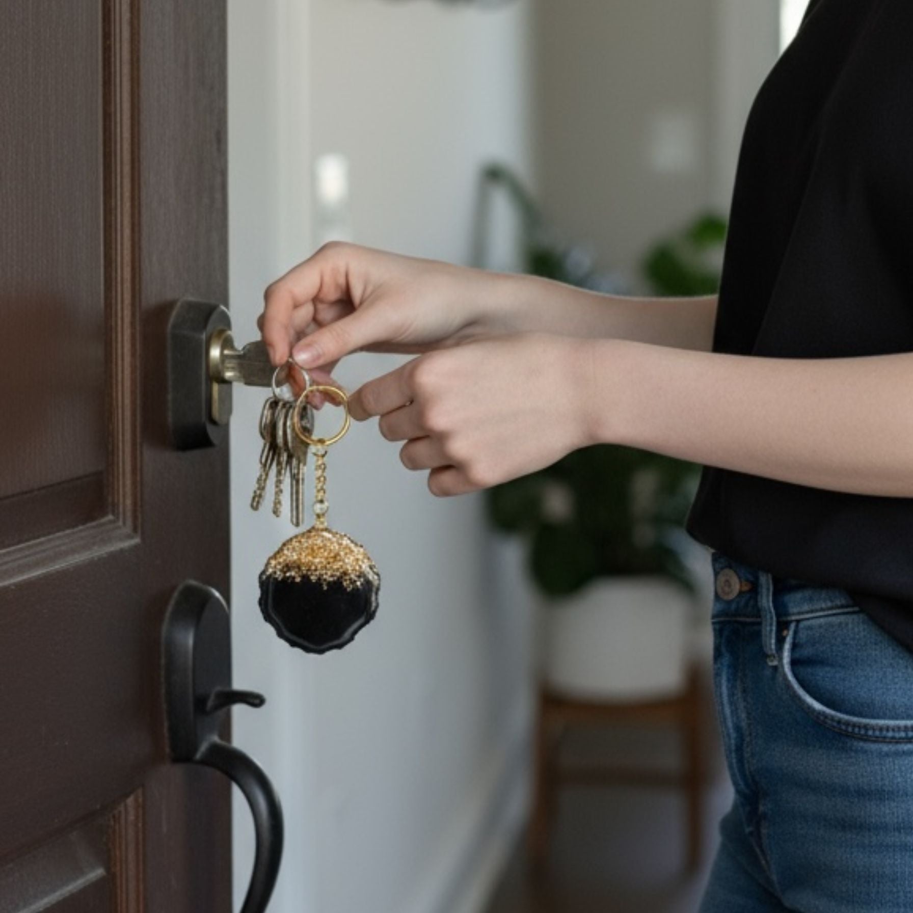 Handmade Gold Leaf Resin Keychain