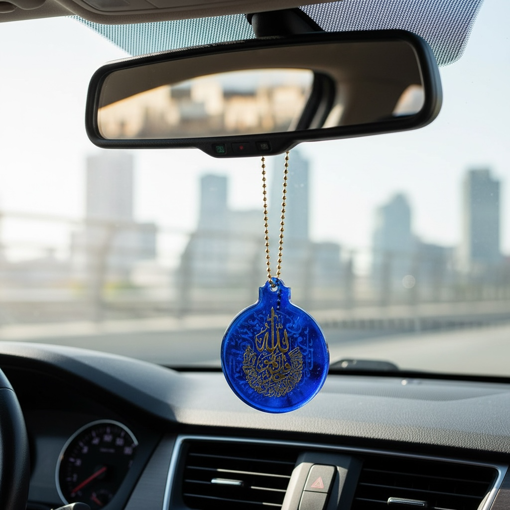 Handmade Islamic Calligraphy Resin Car Mirror Hanging