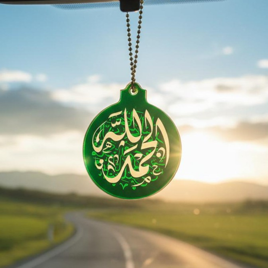 Handmade Green Resin Islamic Car Mirror Hanging