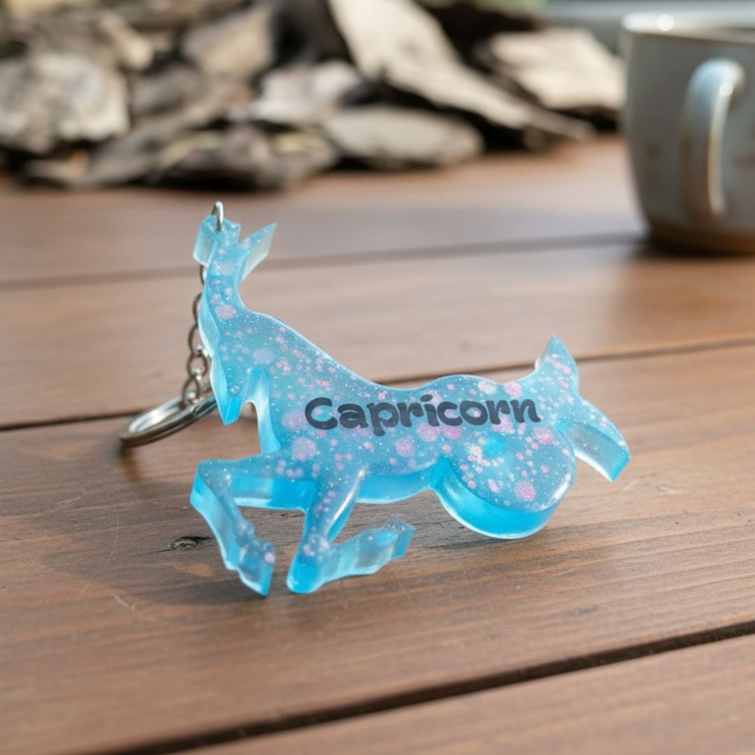 Capricorn Resin Star Sign Keychain