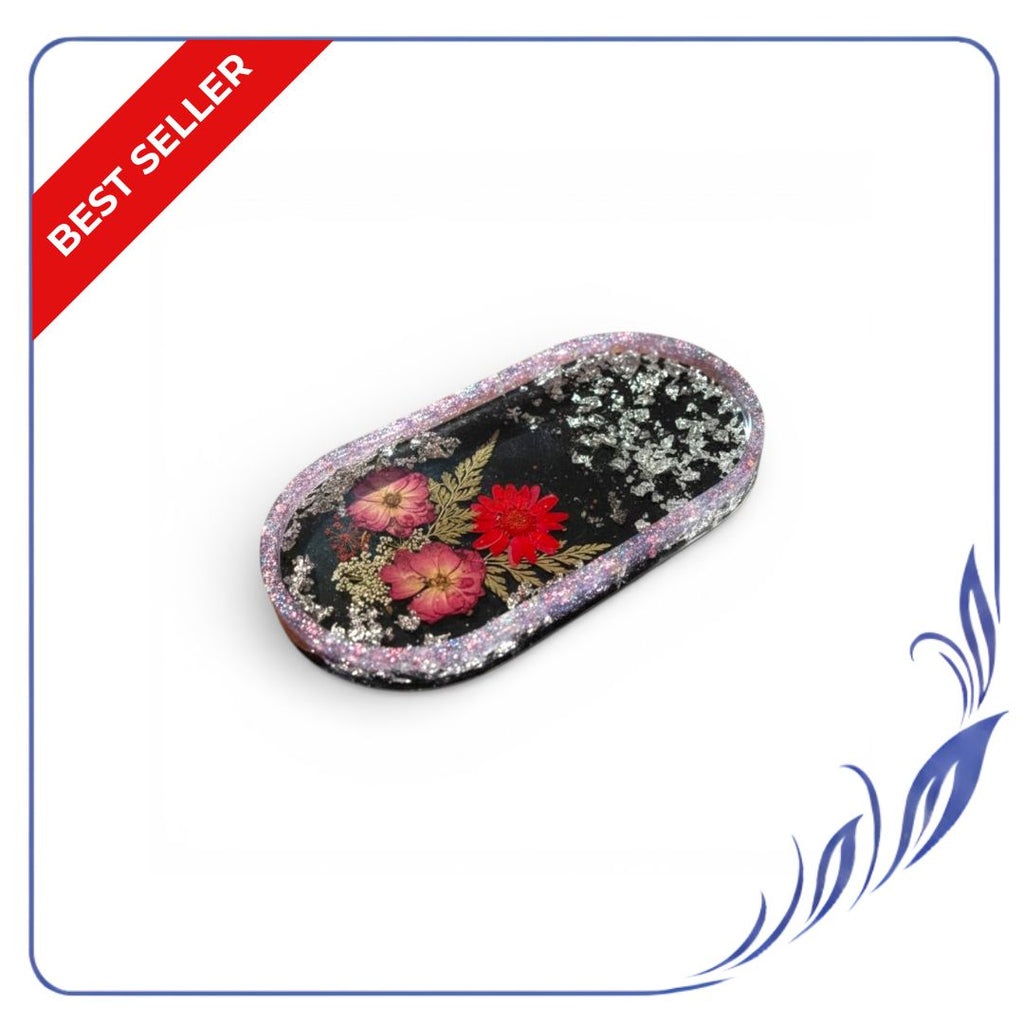 Handmade Resin Dried Flowers Decorative Tray