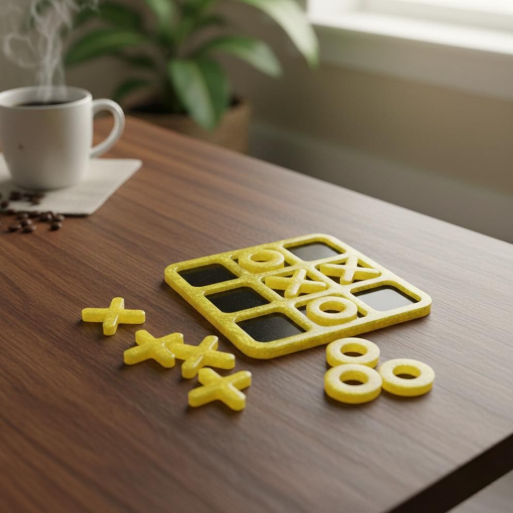 Handmade Black Gold Resin Tic Tac Toe Game