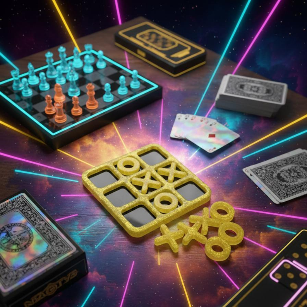 Handmade Black Gold Resin Tic Tac Toe Game