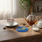 Handmade Blue Glitter Resin Tea Coaster Set