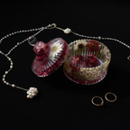 Handmade Clear Floral Resin Trinket Box with Lid