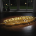 Handmade Golden Resin Leaf Shape Decorative Tray