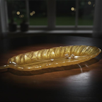 Handmade Golden Resin Leaf Shape Decorative Tray