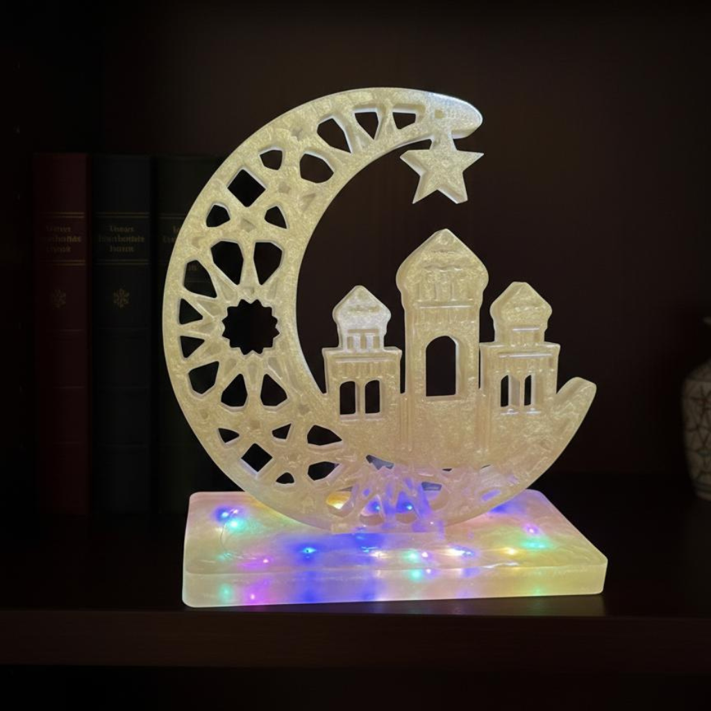 Handmade Golden Resin Ramadan LED Decoration