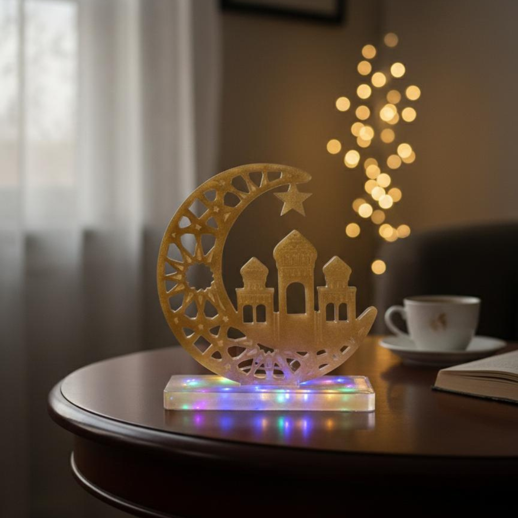 Handmade Golden Resin Ramadan LED Decoration