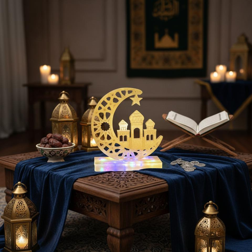 Handmade Golden Resin Ramadan LED Decoration