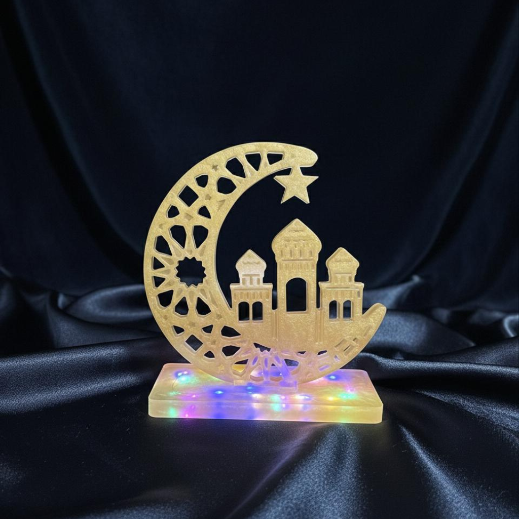 Handmade Golden Resin Ramadan LED Decoration