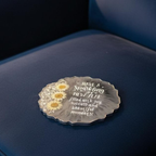 Handmade Grey Resin New Year Coaster with Acrylic Stand