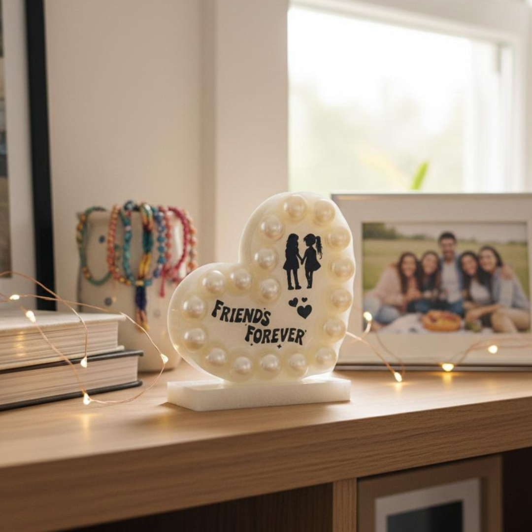 Handmade Resin Friends Forever Heart Pearl Table Stand