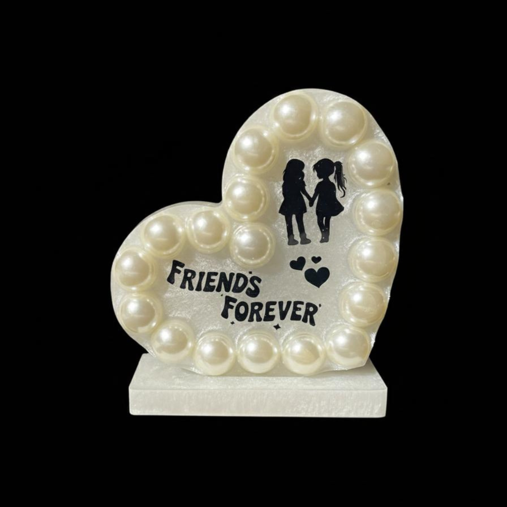 Handmade Resin Friends Forever Heart Pearl Table Stand