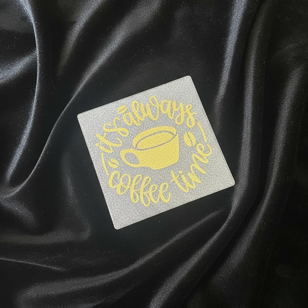 Handmade Silver Resin “It’s Always Coffee Time” Coaster