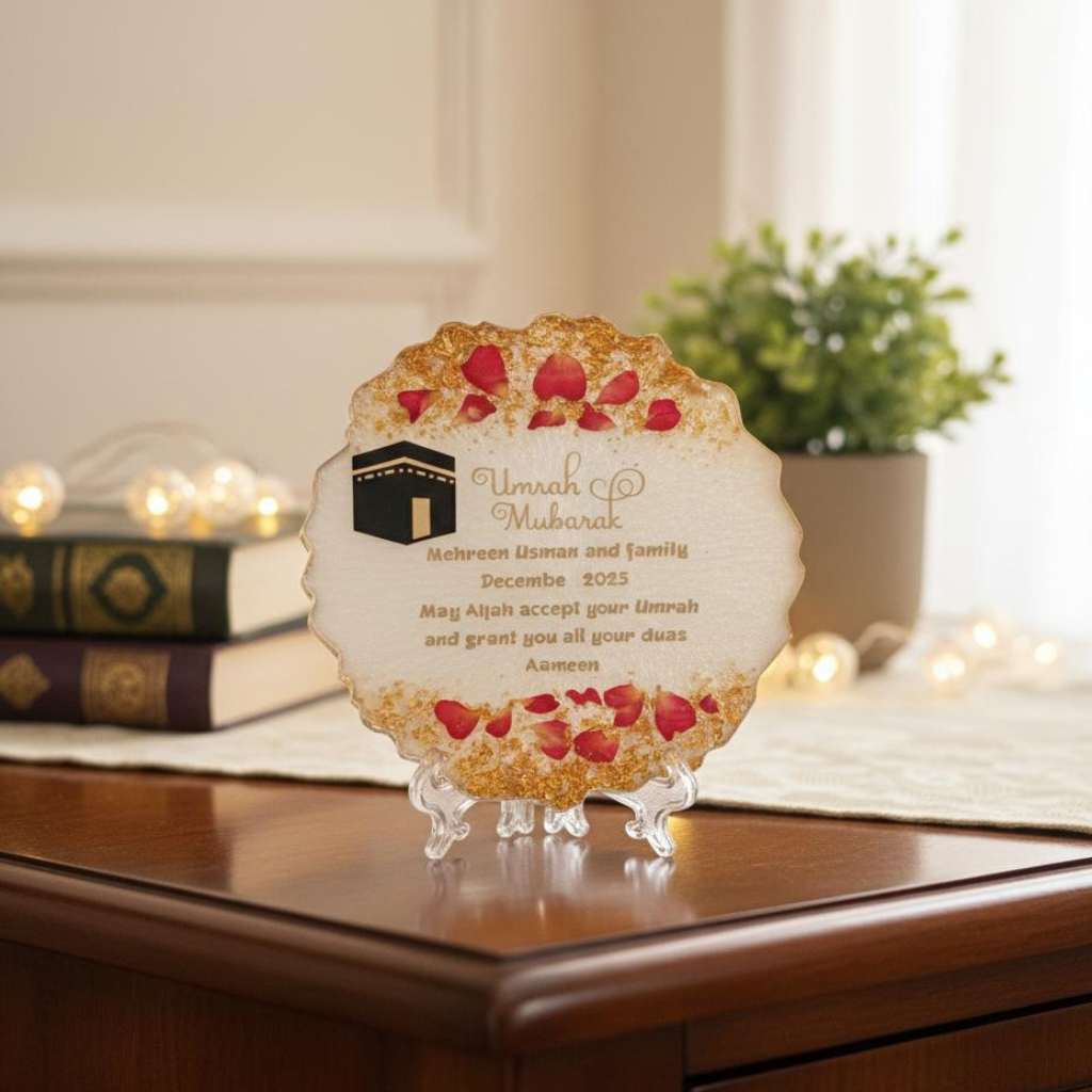 Handmade Umrah Mubarak Resin Coaster