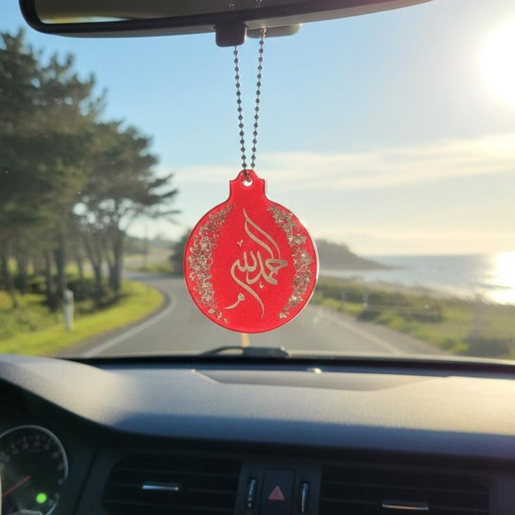 Handmade Double Sided Resin Alhamdulillah Kalma Car Hanging