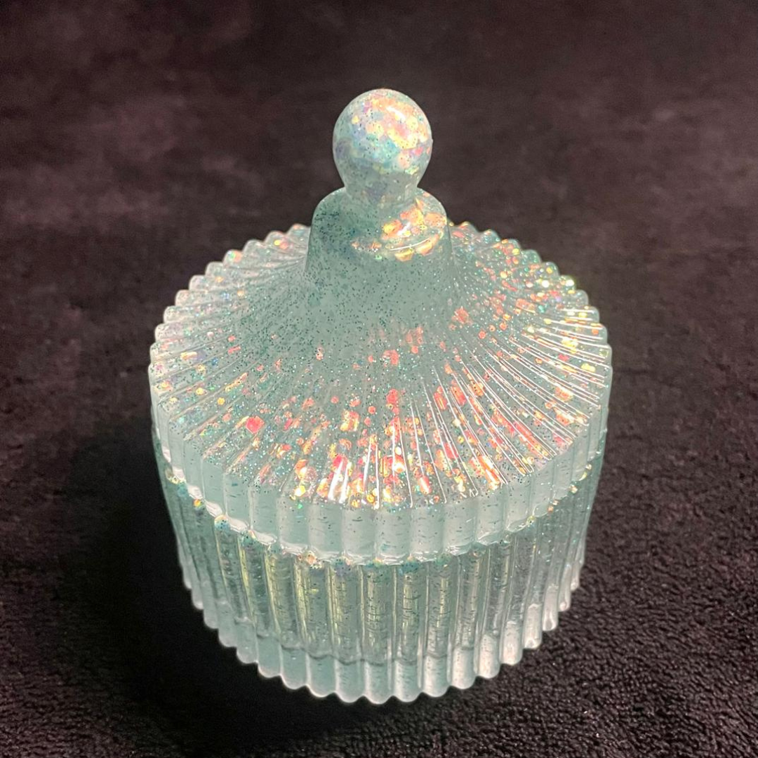 Handmade Green Glow Dark Resin Storage Box with Lid