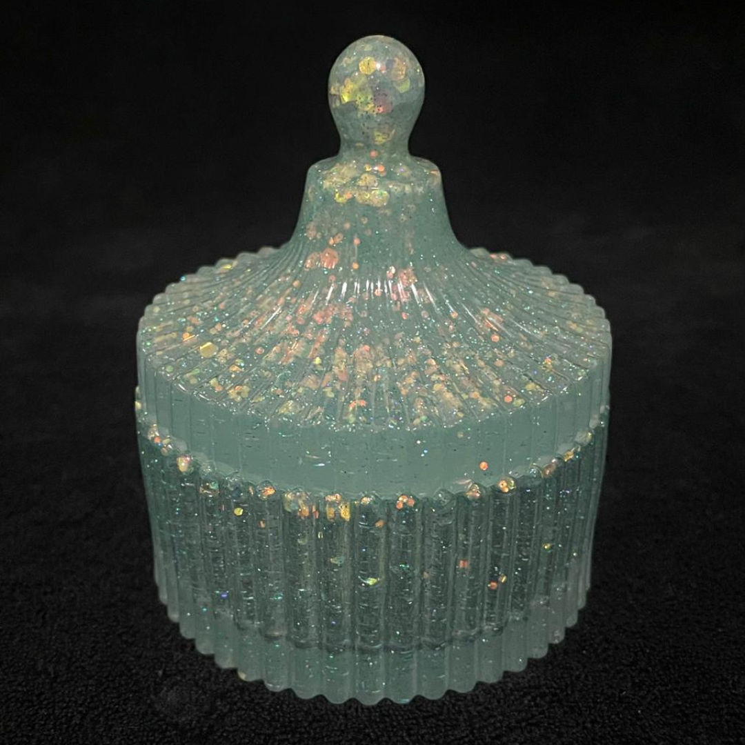 Handmade Green Glow Dark Resin Storage Box with Lid